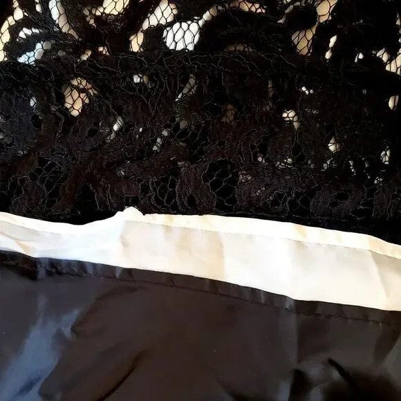 Calvin Klein Black White Sleeveless Lace Overlay Cocktail Party Dress | SZ 16W - Picture 10 of 13